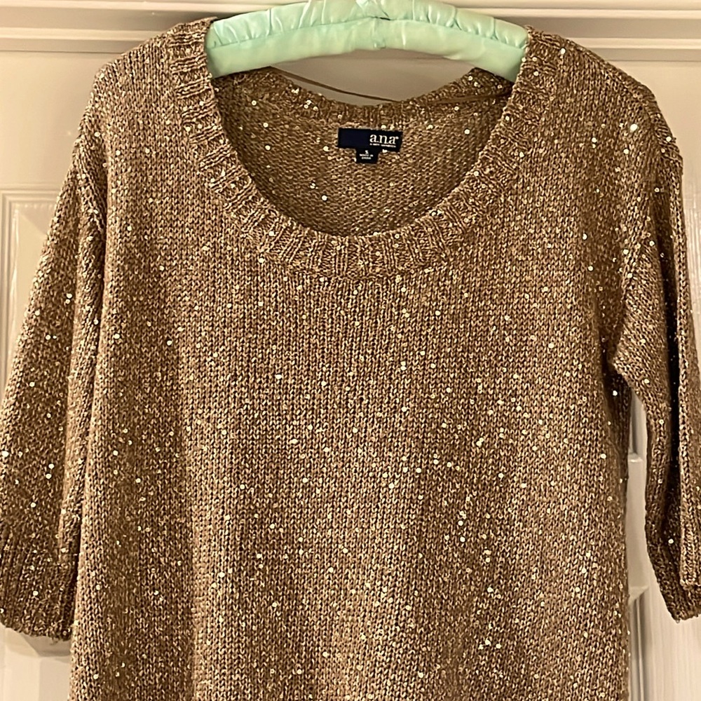 Gold, sequin 3/4 sleeve sweater